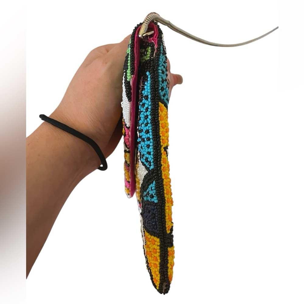 RICKI DESIGN Multicolored Beaded OMG Crossbody / Shoulder Bag with Metal Strap - Picture 6 of 15